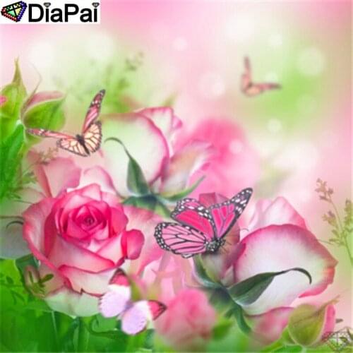 DiaPai 100% Full Square/Round Drill 5D DIY Diamond Painting "Flower butterfly" Diamond Embroidery Cross Stitch 3D Decor A20038