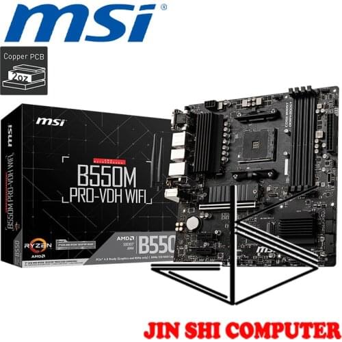 NEW MSI B550M PRO-VDH WIFI Support for 3rd Gen AMD Ryzen AMD Socket AM4 Supports DDR4 Memory, up to 4400(OC) MHz PCIe 4.0 M.2