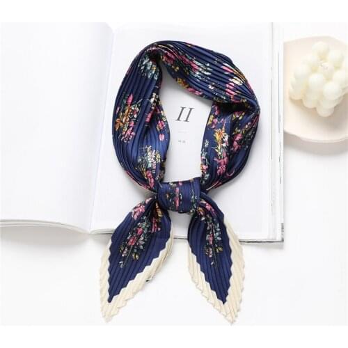 Silk Crinkle Women Square Scarf Fashion 70cm Elegant Lady Neckerchief Hair Tie Band Bag Wrist Female Head Scarves Bandana Shawl