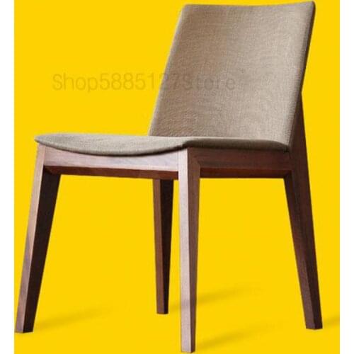 Custom Nordic Solid Wood Adult Dining Chair Modern Minimalist Log Chair Backrest Chair Fabric Computer Chair