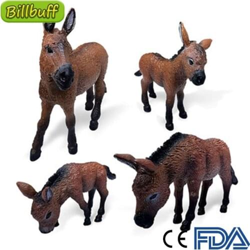 Hot Simulation Wil Animals Models Action Figures Brown Donkeys Cub Donkey Collection Dolls Toy for Children Gift Decoration Toys