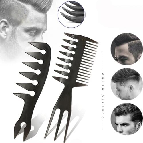 Professional Wide-tooth Anti-static Double-sided Comb Hairbrush Fork Men Beard Hairdressing Brush Barber Shop Styling Tool Salon