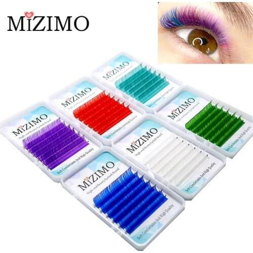 MIZIMO new color eyelashes 0.07 / 0.1mm8-17mmwhite blue green purple Pink Red Natural Soft Personality Eyelash Extension
