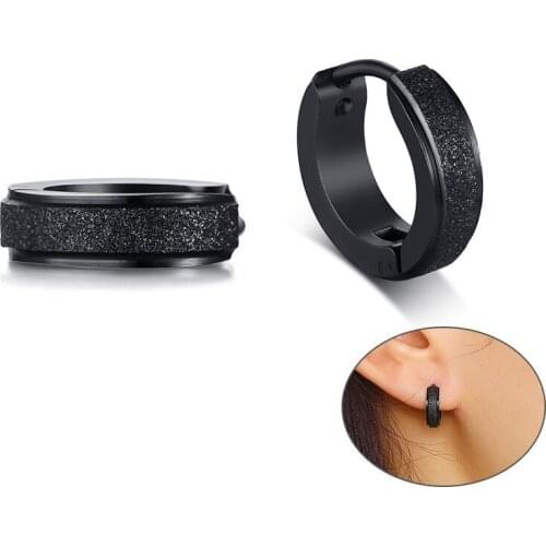 Classic Huggie Hoop Earrings for Women Men Sandblasting Solid Stainless Steel Round Earrings Brincos Unisex Bijoux