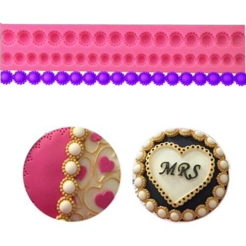 1Pcs Long Pearl Shaped Lace Cake border Silicone Mold Cake Decoration Tools Fondant Cake Mould Polymer Clay Molds