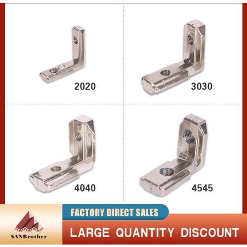 T Slot L Shape Aluminum Angle bracket Corner Interior Joint Brackets with Gurb screws for 2020 3030 4040 4545 Aluminum Profile