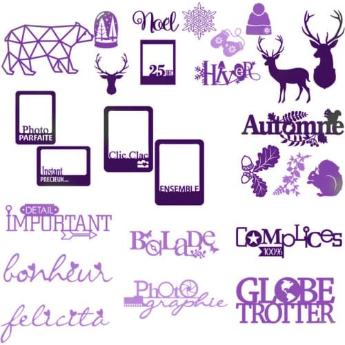 French Words Snowflake Reindeer Metal Cutting Dies Scrapbooking Album Paper DIY Card decoration Craft Embossing Die Cuts 2019