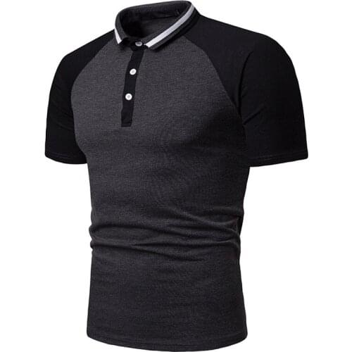 High Quality Cotton Men Casual Simple Personality Cowboy Spliced Lapel Short Sleeve Polo T Shirt