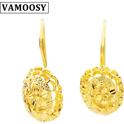 VAMOOSY 24k Gold Color Earrings Drop Mother Earrings BOHO Ethnic Style Bride Earrings Women Exquisite Luxury Earrings Jewelry
