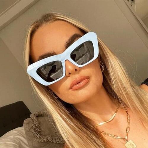 Vintage Blue Cat Eye Sun Glasses For Women 2021 New Square Big Frame Sunglasses Men Luxury Brand Hip Hop Eyewear UV400 Oculos