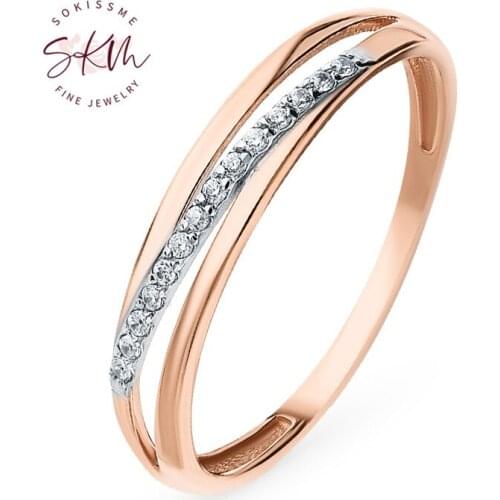 SKM trendy 14k rose gold rings for women brand designer Engagement rings designer Promise Luxury Fine Jewelry