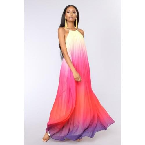 Sexy Dress Women Womens Backless Beach Long Skirt Halter Neck Chiffon Dress Spring/Summer New Style European and American