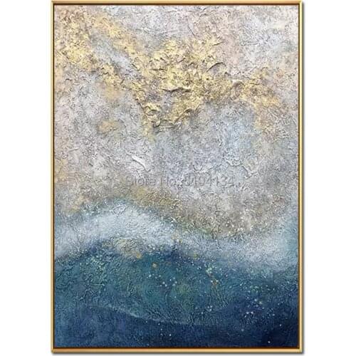 100% Handpainted By Professional Artist 2020 Handmade Abstract Landscape Oil Painting On Canvas Living Room Home Decor Gold Art
