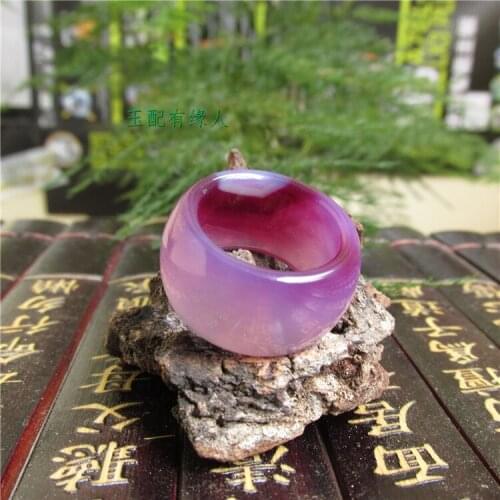 19.3 Natural Need purple purple chalcedony agate ring pull that widening male and female models genuine jade ring finger