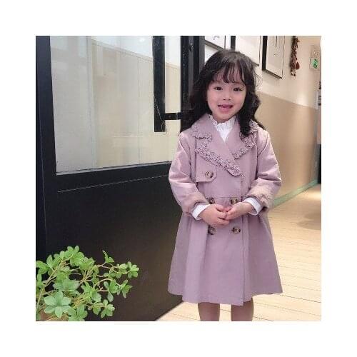 2020 Autumn Korean Style Childrensl Windbreaker Clothes Fashion Big Girl Long-sleeved Windbreaker Jacket Baby Trench Coats 3-9Y