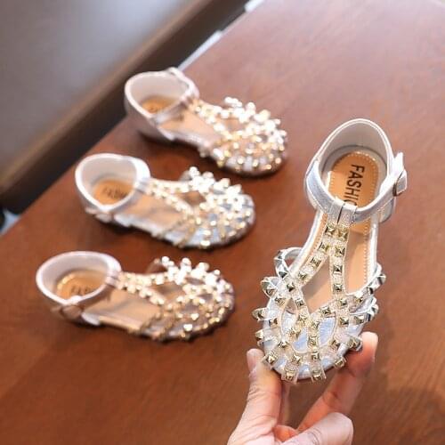 2021 Princess Summer Kids Fashion Rivet Sandal Elegant Girls Little Shoes ChildrenS Beach Sandals 3 4 5 6 7 8 9 10 11 12 Years