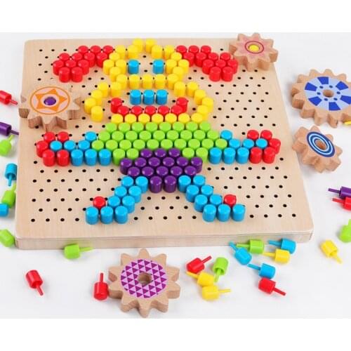 250pcs Children Intellectual Toys Educational Mushroom Nail Kit Toys For Kids Gifts DIY Mosaic Picture Puzzle Toys