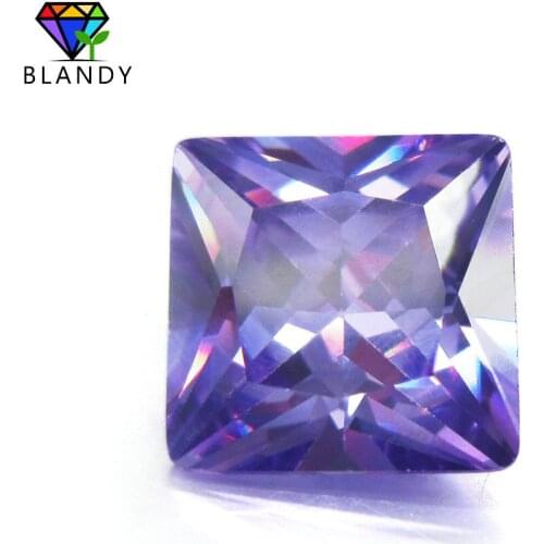 2x2~12x12mm Square Shape Princess Cut 5A Cubic Zirconia Stone Lavender Color Synthetic Gems CZ stone For Jewelry