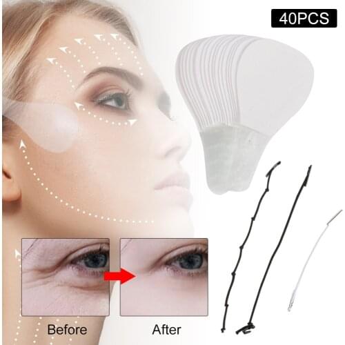 40Pcs / Set Invisible Thin Face Facial Stickers Facial Line Wrinkle Flabby Skin V-Shape Face Lift Tape For Face