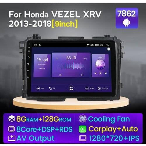 6G+128G QLED 4G CarPlay Android 10 Car Radio Multimidia Video Player GPS Navigation For HONDA XRV Vezel XRV Vezel HRV 2013~2018