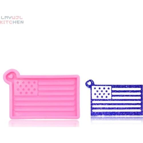 American Flag Silicone Mold DIY Epoxy Keychain/Bag Pendant Mold Fudge Chocolate Making Mold Baking Cake Decoration Accessories