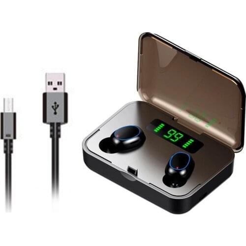 Wireless Earphones In-ear Touch Bluetooth 5.0 8D Heavy Bass LED Headsets for Sport