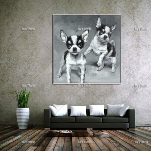 Large size Pure Handpainted Canvas Painting Oil Painting Wall Husky dog Home Decorative Wall Art Picture For Living Room Wall