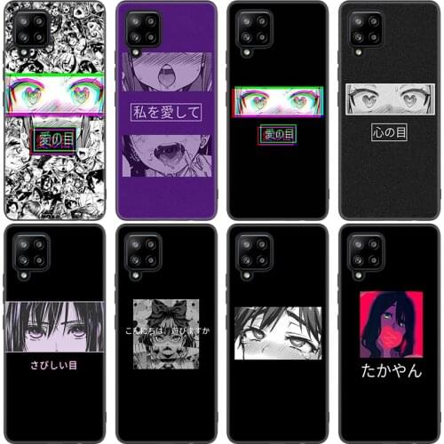 LEWD Sad Japanese Anime Case For Samsung Galaxy A12 A02S A22 A32 A52 A72 A71 A51 A41 A31 A21 A11 A50 A70 A10S A20S Black Cover