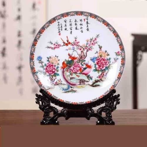 Jingdezhen ceramic hanging plate decorative plate Chinese wall decoration living room study ornamental handicrafts accessories