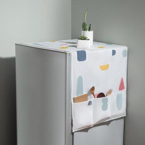 Colorful geometric floral refrigerator cover cloth cover appliance cover towel household refrigerator cover storage hanging bag