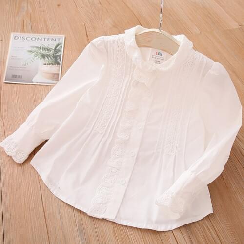 Sweet lace collar shirt girls clothes fall cotton long sleeve toddler blouse for girls shirt jackets children tshirt Chemisier