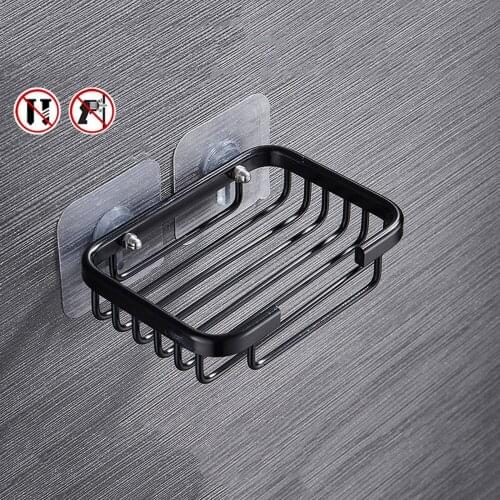 Bathroom Soap Basket Storage Rack Sink Tools Luminum Alloy 13×9×3cm Perforation-free Punch-free Support Net Drain Suction Cup