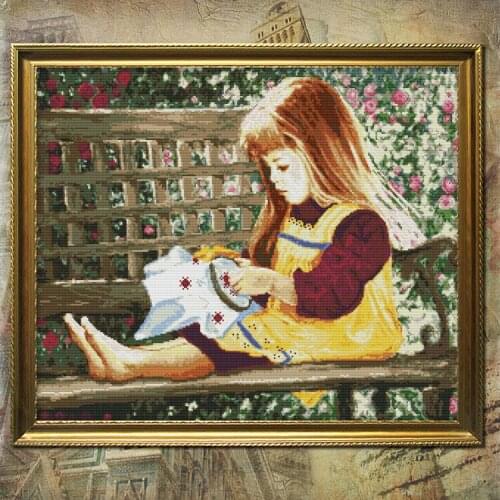 Embroidered girl Cross Stitch Kits Printed patterns canvas Embroidery Needlework set Easy Cross-stitch DMC Child DIY Home Decor