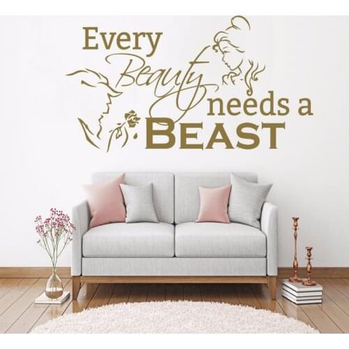 Kids Room Decal Beauty And The Beast Wall Sticker Vinyl Quotes Wall Decal Romantic Home Decor Girls Bedroom Art Wallpaper SYY584