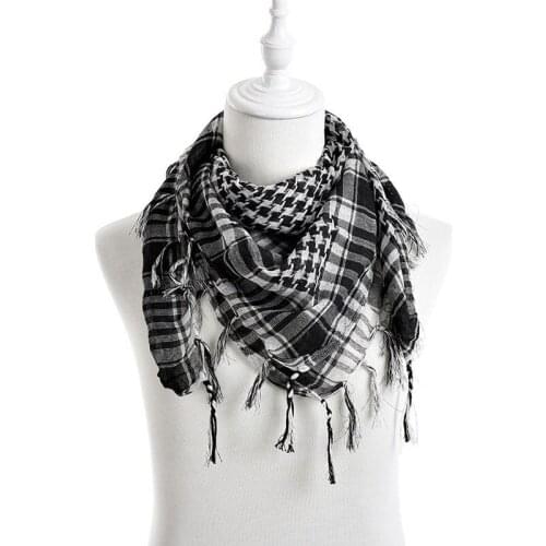 New Fashion Plaid Printed Men Scarf Wraps Arab Tactical Shemagh Palestine Light Polyester Scarf Shawl For Men Women