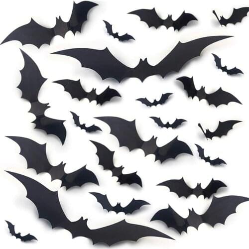 60pcs 3D Bats Decoration Scary Bat Sticker For Home Decor DIY Window Door Bathroom Indoor Halloween Party Decoration Supplies
