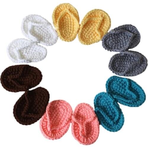 Newborn Baby Solid Color Cute Mini Crochet Flip-Flops Infant Slippers Artistic Photo Props Decoration Supplies