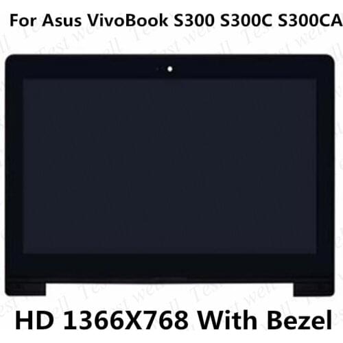 Original 13.3'' HD 1366X768 LCD Screen Touch Digitizer with Frame For Asus VivoBook S300 S300C S300CA N133BGE-L41 Rev.C