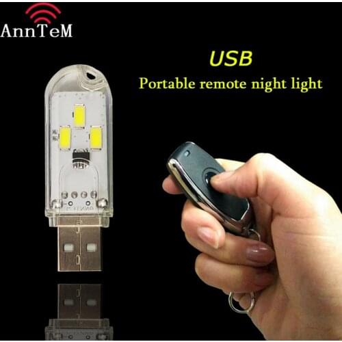 Portable USB LED Night Light Keychain 5V Desk Reading lamp Camping Book Gadget for Notebook Computer PC Power remote control