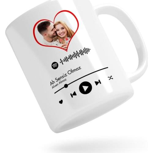 Personalized Photo Spotify With Barcode White Mug Bardak-1