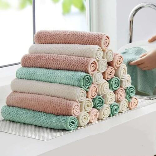 Dish Towel Kitchen Dishcloth Nonstick Oil Coral Velvet Hanging Hand Dish Towels Cleaning Home Washing Dish Cleaning Towel