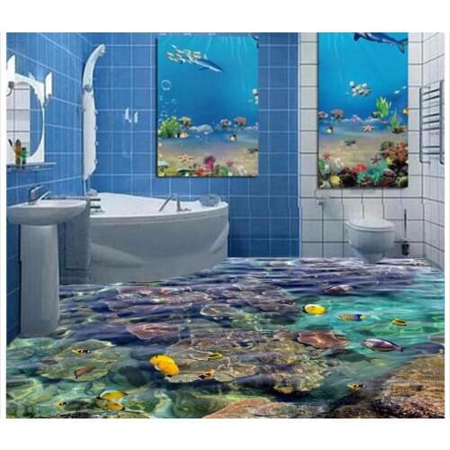 Custom Photo Floor 3D Wallpaper Modern Art Mural-3d PVC Wallpaper Self-adhesive Floor Wallpaper-3d Original Sea Coral Tropical F