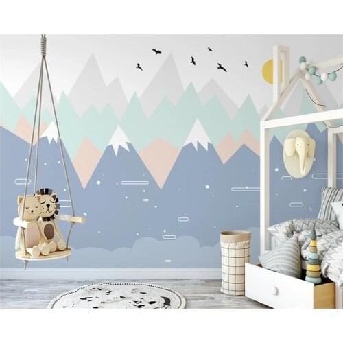 Beibehang Custom hand-painted geometric color mountain peak childrens room bedroom simple background wallpaper papier peint