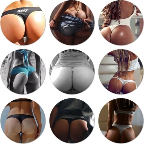 Sexy ass Underwear Bikini Woman girl Badge Brooch Pin Accessories For Clothes Backpack Decoration gift 58mm