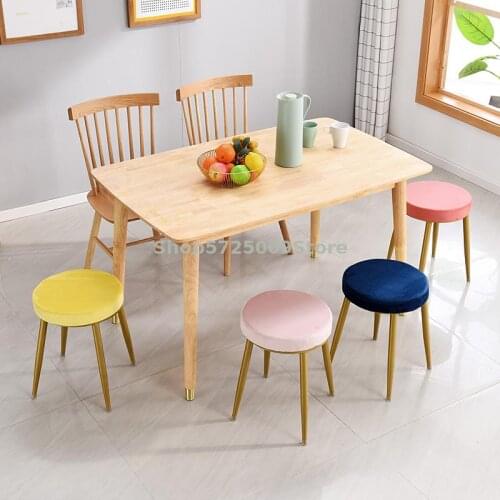 Nordic Dining Stool Guest Hall Stool Metal Fabric Dressing Stool Makeup Stool Bench Home Stool Chair Shoe Replacement Stool