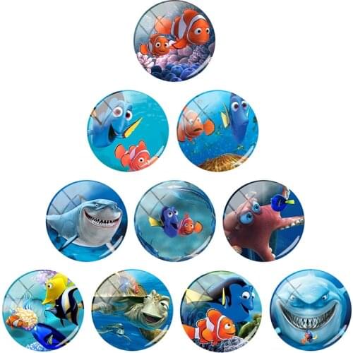 Disney Animated Finding Nemo Shape 12mm/15mm/16mm/18mm/20mm Photo Cute Girl Glass Cabochon Dome Flat Back For Friends
