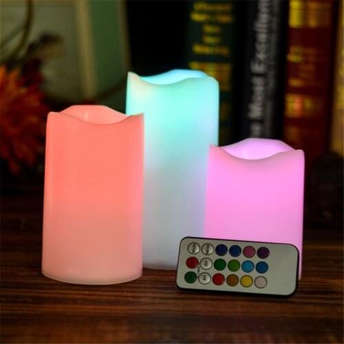 Colorful Remote Control Candle Light 3 Pcs Set LED Electronic Timer Candle Light Night Light Flameless Flickering Electrical LED