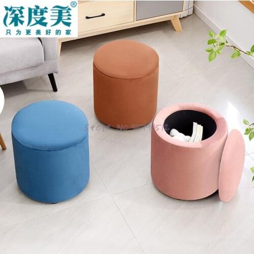 Solid wood shoe changing stool door shoe stool comb dressing table stool fashion household round living room bedroom storage sto