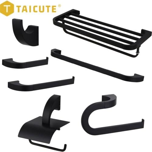 JOYFAN W Bathroom Towel Rack Shelf with Bar Wall Mount Toilet Paper Holder Towel Ring Coat Jacket Hook Bath Accessories Set