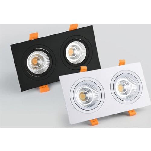 Recessed Double Head LED COB Downlight 30W Dimmable 110v 220v Ceiling Lamp 20W Spot Lights 60° For Living Room Bedroom Shop